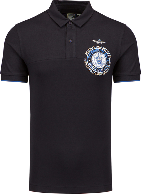 Koszulka polo Aeronautica Militare w stylu klasycznym z nadrukiem z krótkim rękawem