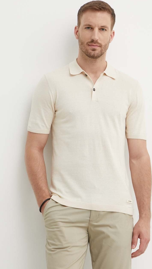 Koszulka polo Calvin Klein z jedwabiu w stylu casual