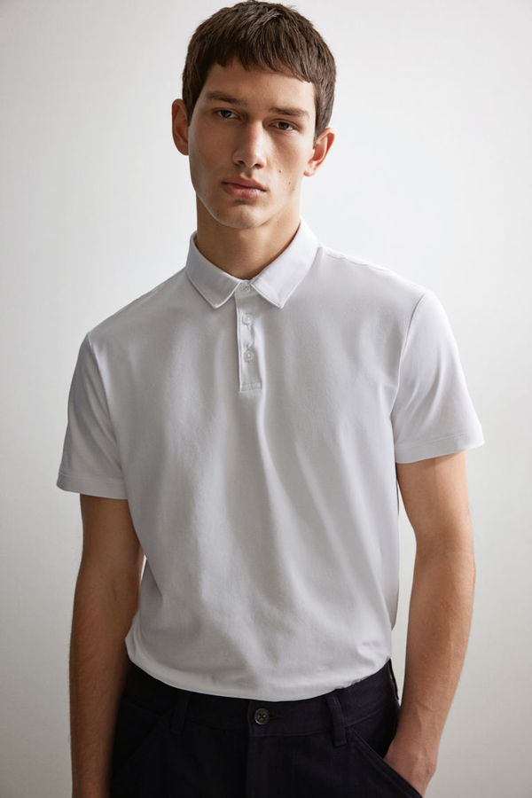 Koszulka polo H & M z dżerseju w stylu casual z krótkim rękawem