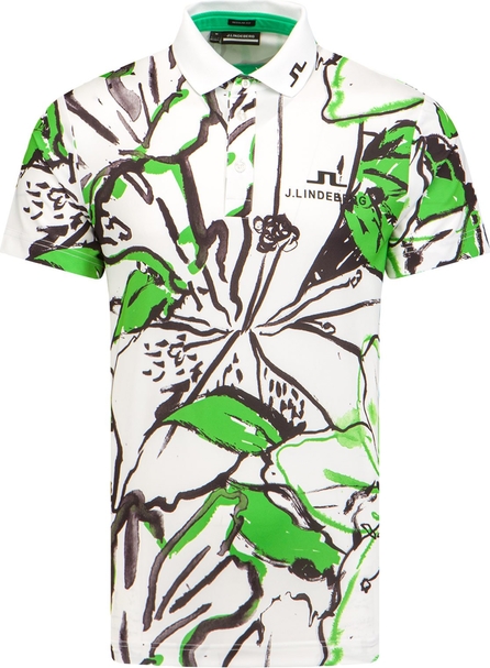 Koszulka polo J. Lindeberg z nadrukiem w młodzieżowym stylu z krótkim rękawem