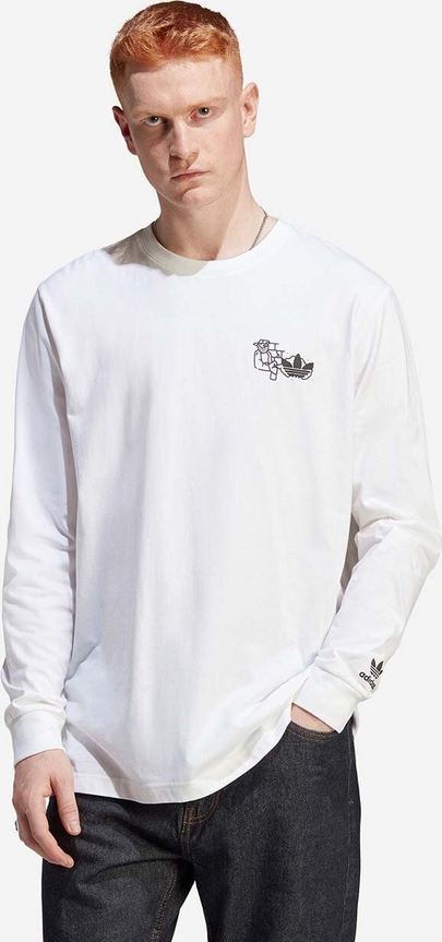 Koszulka z długim rękawem Adidas Originals z nadrukiem z bawełny w sportowym stylu