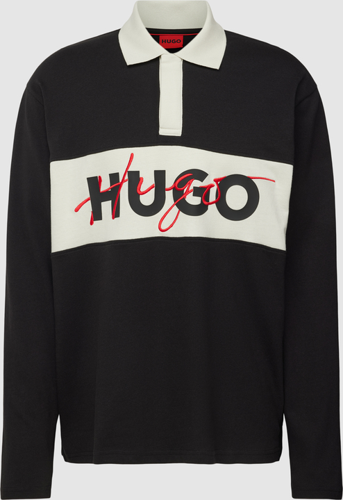 Koszulka z długim rękawem Hugo Boss z bawełny z nadrukiem