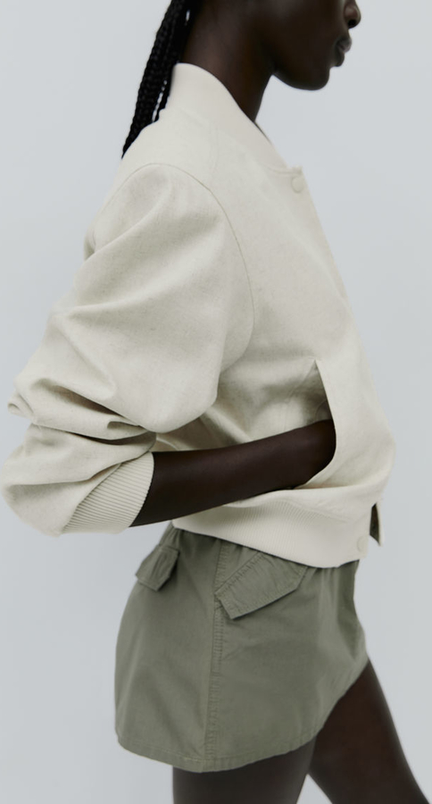 Kurtka H & M w stylu casual z tkaniny krótka