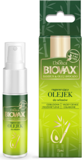 L'Biotica BIOVAX Olejek do włosów Bambus &amp; Olej Avocado - 15 ML