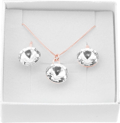 Lian Art Srebrny komplet biżuterii z kryształami Swarovski® - Rivoli - Rose Gold