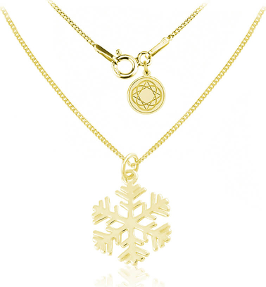 Lian Art Srebrny naszyjnik - Śnieżynka - Płatek Śniegu - 24k złocenie