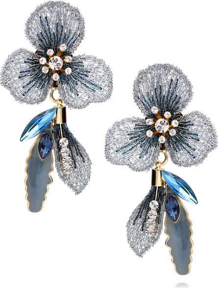 LILY Kolczyki niebieskie kwiaty z kryształkami i emalią KLI0003
