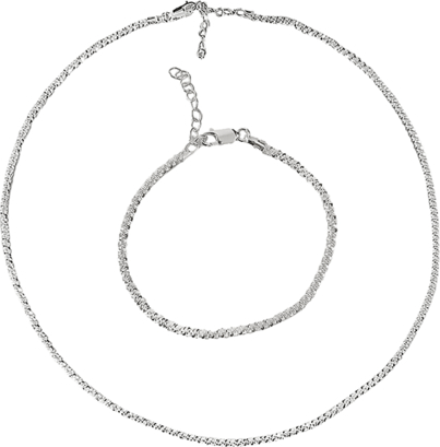 Lovrin srebrny komplet 925 damski bransoletka z naszyjnikiem 50 cm 14,2g