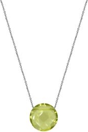 Lovrin Srebrny naszyjnik 925 kamień zielony kwarc kółeczko