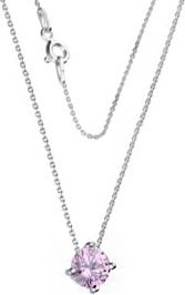 Lovrin Srebrny naszyjnik 925 z różową cyrkonią 1.34g