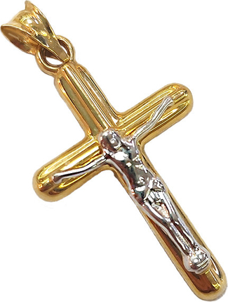Lovrin złoty krzyż 585 jezus z białym złotem chrzest 0,97 g