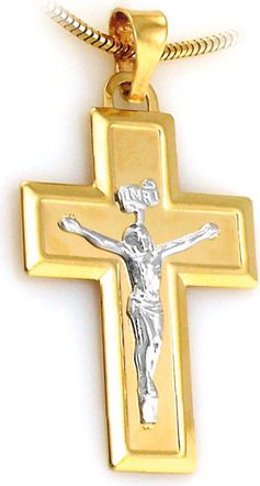 Lovrin złoty krzyż 585 z jezusem w białym złocie 14kt