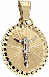 Lovrin Złoty medalik 585 z Jezusem w białym złocie 0,93g