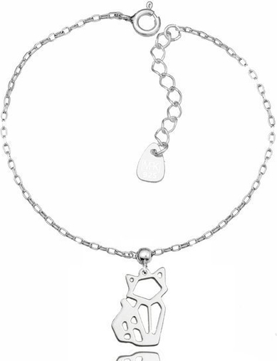Mak-biżuteria 1157 bransoletka z srebrna 925 ażurowy kot kotek origami