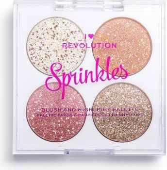 Makeup Revolution I Heart Revolution Blush &amp; Sprinkles Frosted Cupcake - paleta róży i rozświetlaczy (4 x 1.5 g)