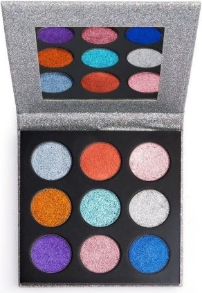 Makeup Revolution Pressed Glitter Palette – paleta prasowanych brokatów do powiek Illusion (10.8 g)