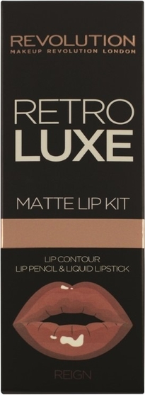 Makeup Revolution, Retro Luxe Kits Matte Reign, zestaw do ust, błyszczyk, konturówka, 2 szt.