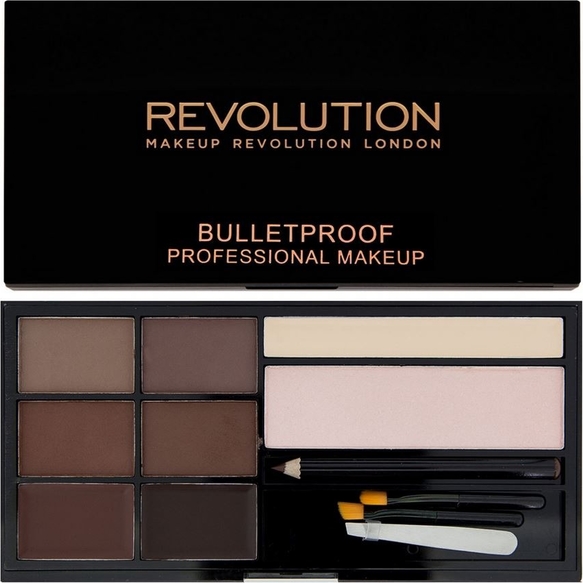 Makeup Revolution, Ultra Brow, paleta do makijażu brwi, Medium To Dark, 19 g