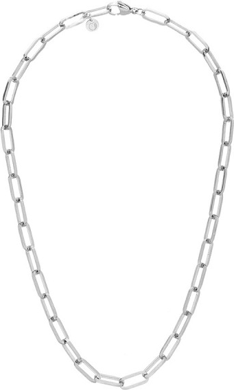 Manoki Modny srebrny naszyjnik damski łańcuch paper clip ze stali szlachetnej
