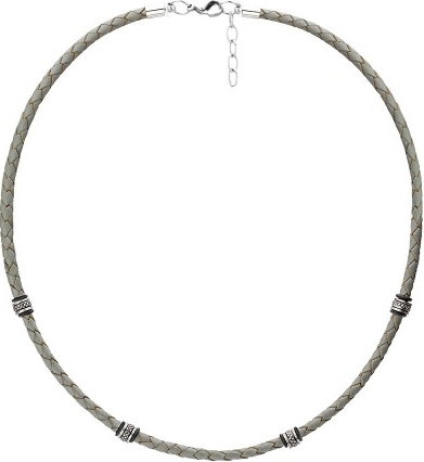 Manoki WA462S szary naszyjnik męski rzemień, beads