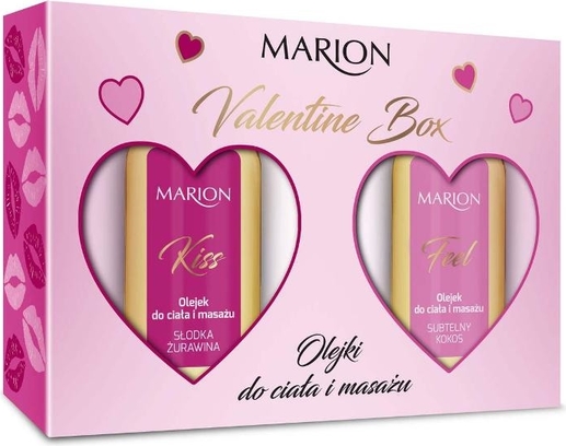 Marion, komplet walentynkowy, olejki do ciała i masażu, kiss, 50 ml + feel, 50 ml