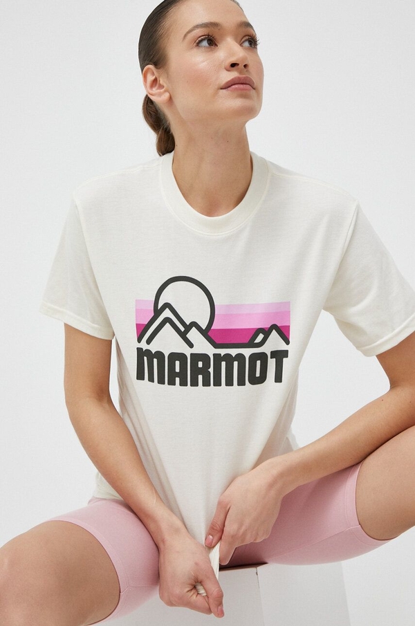 Marmot t-shirt damski kolor beżowy