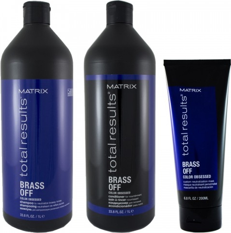 MATRIX TOTAL RESULTS Brass OFF zestaw neutralizujący miedziane odcienie szampon 1000ml, odżywka 1000ml, maska 200ml