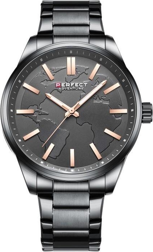 Merg Czarny zegarek męski bransoleta duży solidny Perfect M106 czarny
