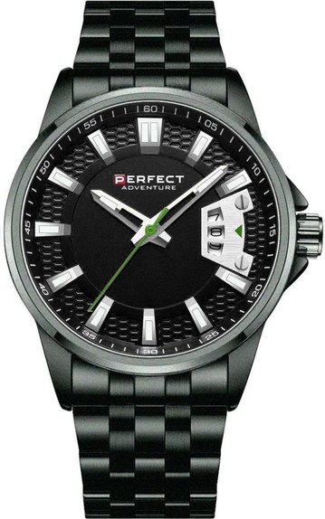 Merg Czarny zegarek męski bransoleta duży solidny Perfect M144 czarny