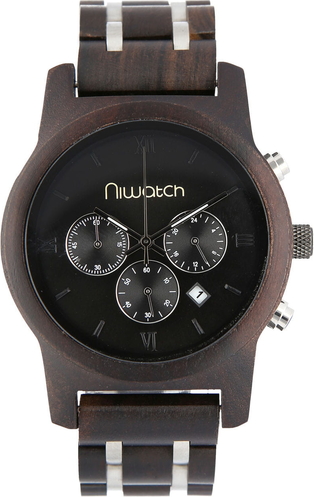 Męski zegarek drewniany Niwatch CHRONO - HEBAN - na bransolecie