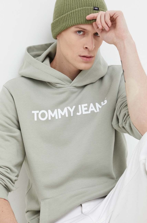 Miętowa bluza Tommy Jeans z bawełny
