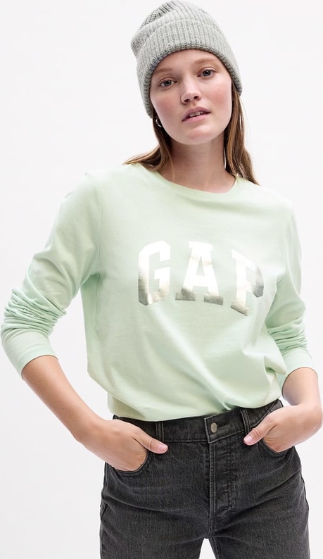 Miętowa bluzka Gap z bawełny w stylu casual