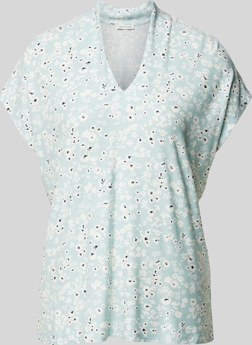 Miętowa bluzka Tom Tailor w stylu casual z dekoltem w kształcie litery v