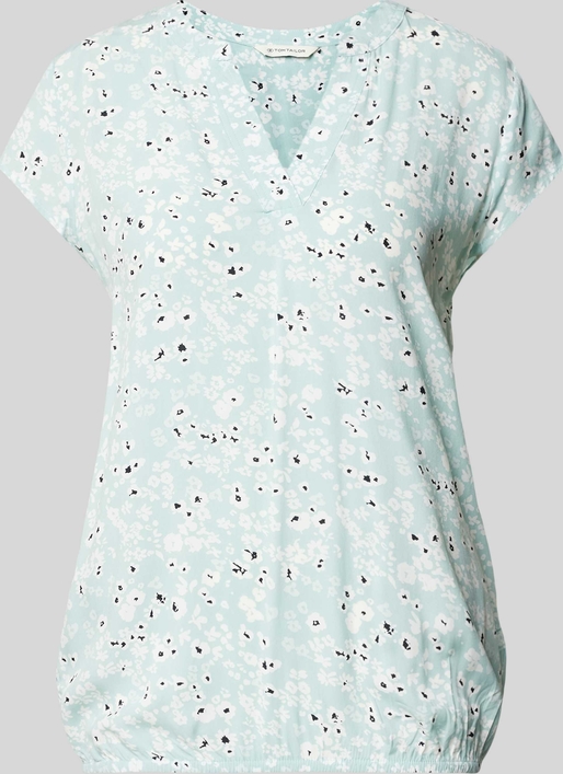 Miętowa bluzka Tom Tailor z dekoltem w kształcie litery v w stylu casual