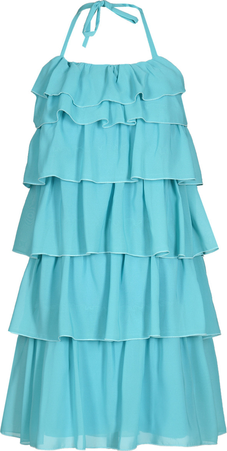 Miętowa sukienka Fokus z okrągłym dekoltem mini w stylu casual
