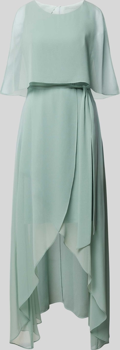 Miętowa sukienka Vera Mont maxi z długim rękawem asymetryczna