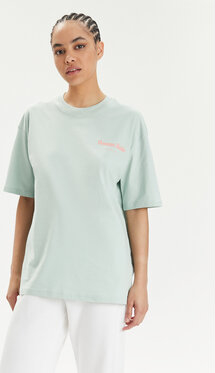 Miętowy t-shirt 4F z okrągłym dekoltem z krótkim rękawem w sportowym stylu