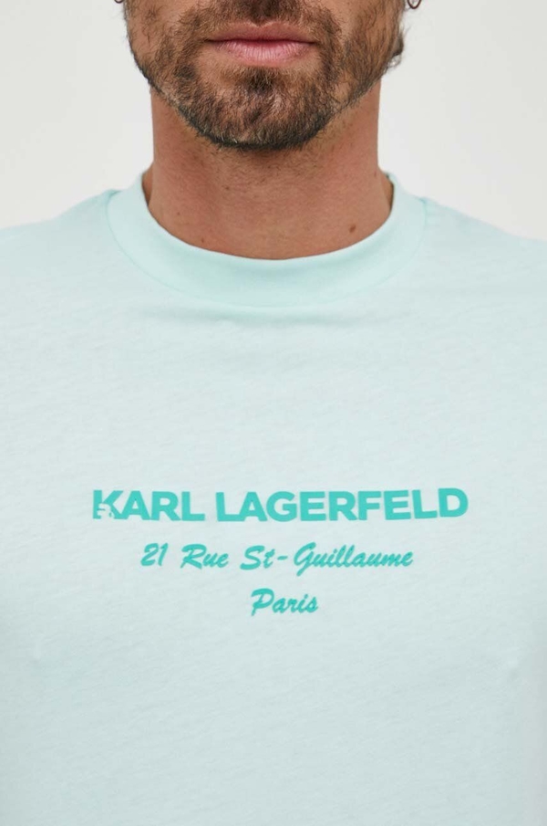 Miętowy t-shirt Karl Lagerfeld z krótkim rękawem