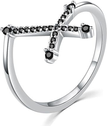 MOISS EfektywnySrebrny pierścionek z czarnymkrzyż kem R00019 (Obwód 53 mm) srebro 925/1000