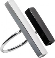 Moora Nowoczesny regulowany pierścionek ze stali szlachetnej w kolorze czarnym i srebrnym