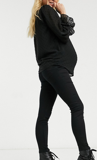 New Look Maternity – Czarne jegginsy ciążowe zasłaniające brzuch i modelujące sylwetkę-Czarny