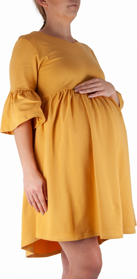 New York Style Sukienka ciążowa z falbanką musztarda NewYorkStyle