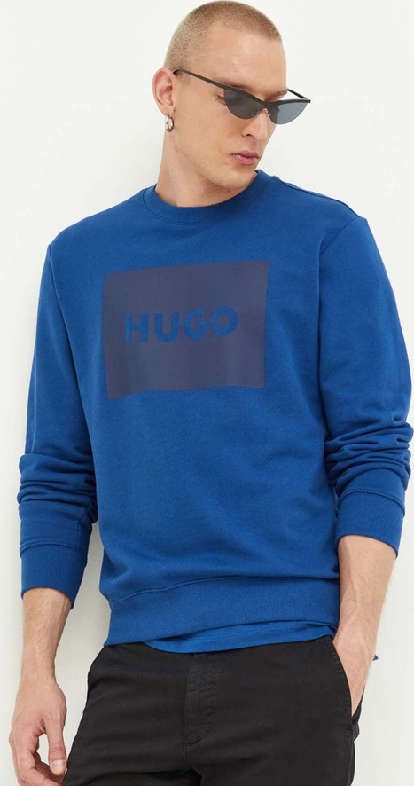Niebieska bluza Hugo Boss z bawełny z nadrukiem w młodzieżowym stylu
