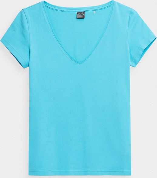 Niebieska bluzka 4F z dekoltem w kształcie litery v z krótkim rękawem