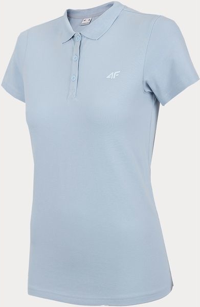 Niebieska bluzka 4F z krótkim rękawem w sportowym stylu z dekoltem w kształcie litery v