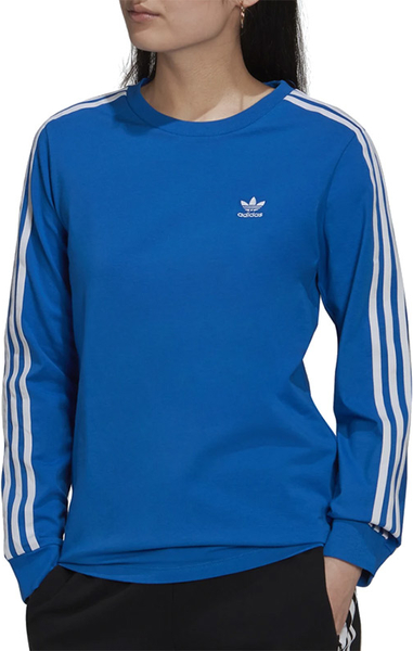 Niebieska bluzka Adidas z okrągłym dekoltem w stylu klasycznym z bawełny