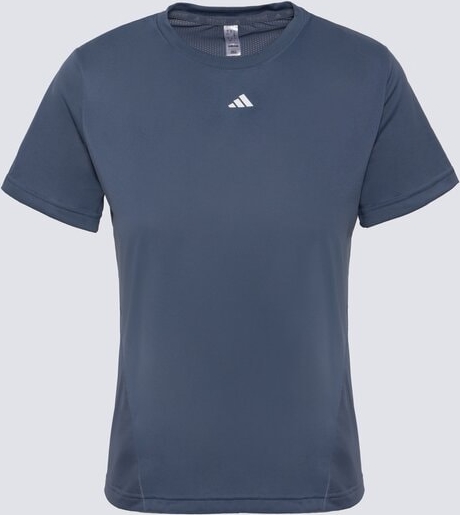 Niebieska bluzka Adidas z okrągłym dekoltem z krótkim rękawem w stylu casual
