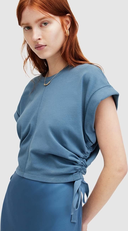 Niebieska bluzka AllSaints z krótkim rękawem