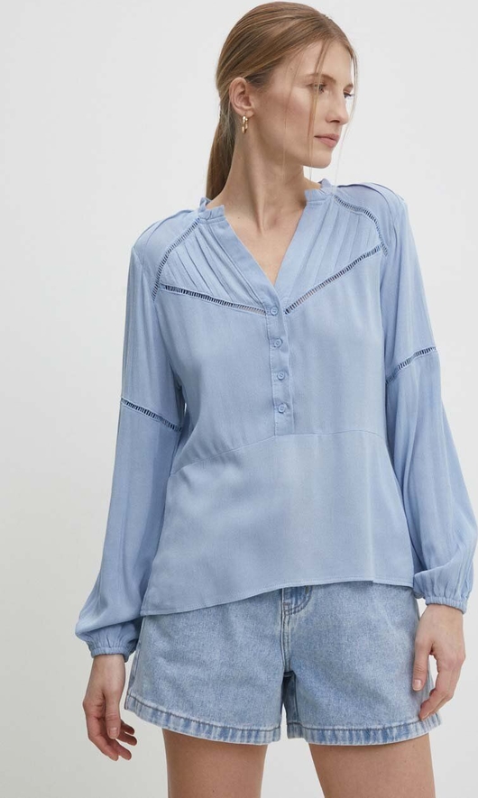 Niebieska bluzka Answear Lab z długim rękawem w stylu casual