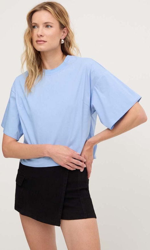 Niebieska bluzka Answear Lab z okrągłym dekoltem w stylu casual